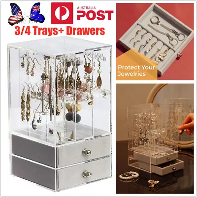 Jewelry Organiser Storage Box Cosmetics Holder Earring Ring Display Stand Case • $15.99