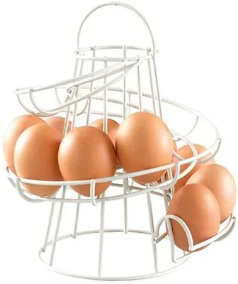 Egg Storage Shelf Spiral Helter Skelter Countertop Egg Stand Kitchen Rack White • £14.99