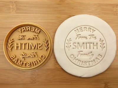 $10.89 • Buy Custom Christmas Name Stamp Style1 Gold Cookie Fondant Embosser