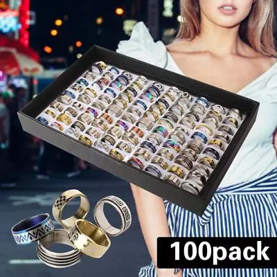 Wholesale 100x Mixed Rings Bulk Finger Band Ring Lot Men Women Jewelry Fashions • $22.99