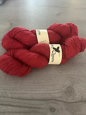 Skein Queen Hand Dyed Bright Red Superwash Merino 4ply Sock Yarn Two Skeins • £5.50