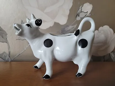 Cow Creamer MILK Jug GLAZED Ceramic Black White Holstein Novelty TALKING Point • £7.99