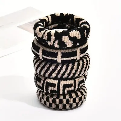 5pcs Two Tone Plaid Hai Tie Hair Ring • £5.99