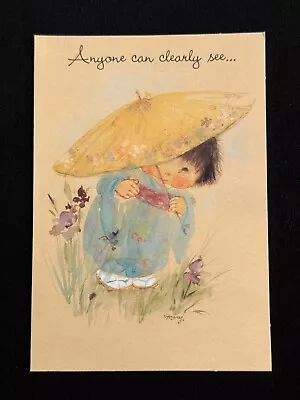 Vintage Mary Hamilton Hallmark Greeting Card Little Girl Parasol Flowers Unused • $16.99