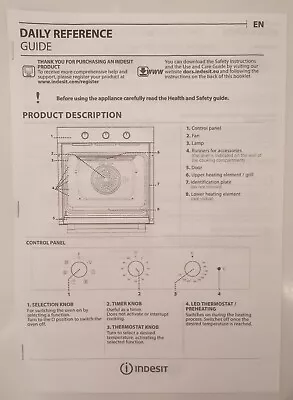 £3.50 • Buy  Indesit  (Type FXJM6) Cooker User Daily Reference Guide .#2 