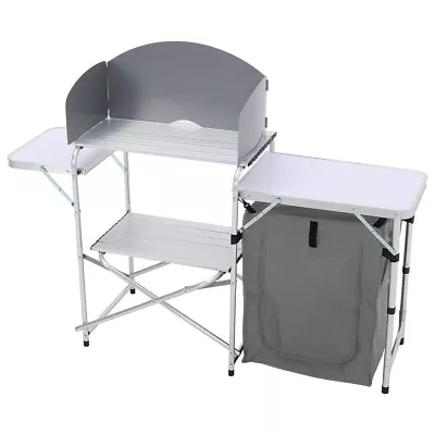 Portable Aluminium Camping Mobile Field Kitchen Storage Cooking Table Foldable • £67.95