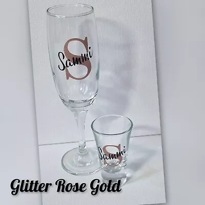 Personalised Champagne Flute And Shot Glass Set Gift Birthday 18th 21st 30th • £7.50