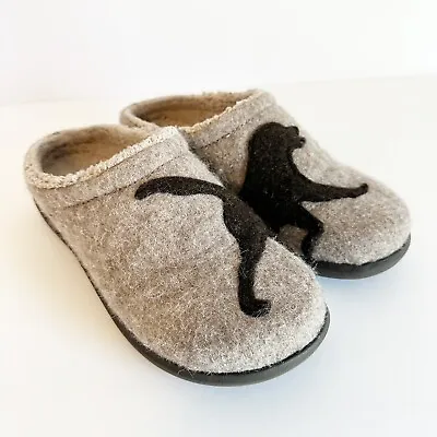 L.L. Bean Women's Daybreak Scuffs Dog Motif Taupe Chocolate Wool Slippers 8 M • $35