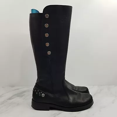 HARLEY DAVIDSON Womens Size EUR 38 Or US 7 / UK 5 Black Mollie Leather Boots • $250