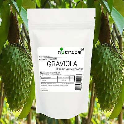 Nutrics® GRAVIOLA FRUIT 500mg X 90 Vegan Capsules 100% Pure SOURSOP • £9.99