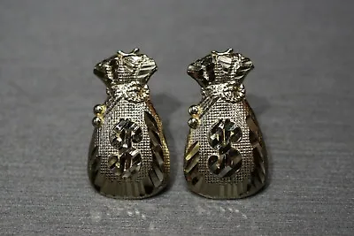 10K Solid Yellow Gold 0.75  Diamond Cut Money Bag Stud Earrings.  • $150