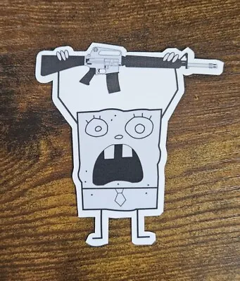 Doodlebob With A Gun | Meme Stickers | Vinyl | Water Resistant | Peel And Stick • $4.99