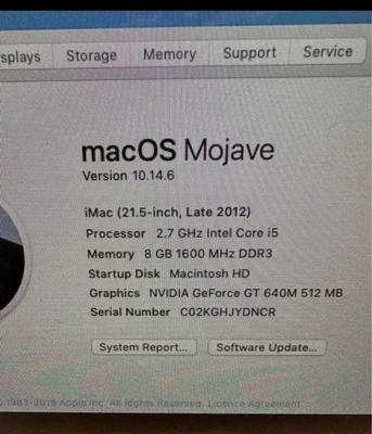 £180 • Buy Apple IMac A1418 21.5  Desktop - MD093B/A (November, 2012)