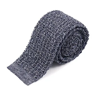 E.Marinella Napoli Navy-White-Sky Blue Melange Knit Wool And Silk Tie • $89