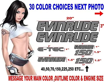 $48 • Buy EVINRUDE ENGINE COVER BOAT MOTOR DECAL DECALS STICKER ETEC OUTBOARD Replacement