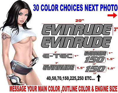 EVINRUDE ENGINE COVER BOAT MOTOR DECAL DECALS STICKER ETEC OUTBOARD Replacement • $48