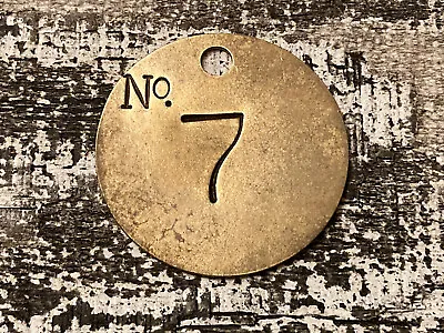 Number 7 Tag Brass Metal Vintage Numbered Keychain Stamped Cattle Tag Mining • $13.49
