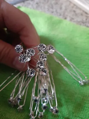 £3.70 • Buy 60 X Bridal Hair Pins Diamante  Slide Clips Grips Wedding New