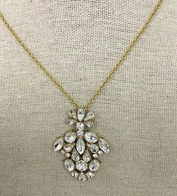 J. Crew Yellow Goldtone Clear Rhinestone Pendant Necklace  • $6.50