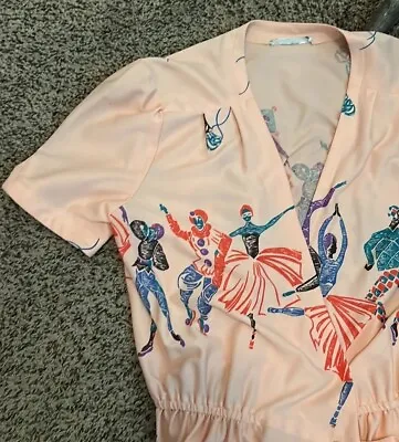 Vintage Novelty Clown Circus Jester Wrap Dress • $70