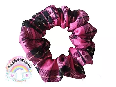 Pink Tartan Fabric Hair ScrunchieHair TieGifts For Her • £2.50