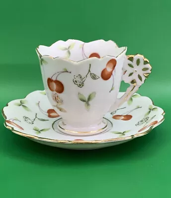 Vintage UCAGCO China Demitasse Cup & Saucer Cherries Occupied Japan 1945-1952 • $14.40