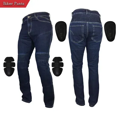 Mens Denim Motorcycle Motorbike Sports Jeans With Protective Lined Armoured Blue • $66.49