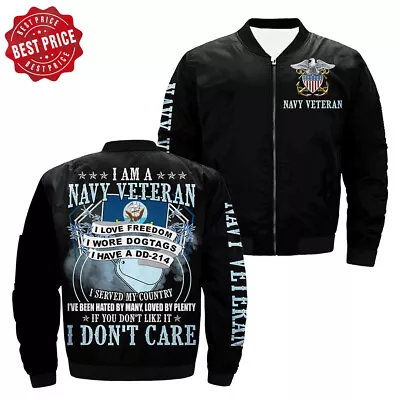 Us Navy Veteran I Love Freedom I Wore Dog Tags I Have Bomber 3D Fleece S-5XL • $52.98