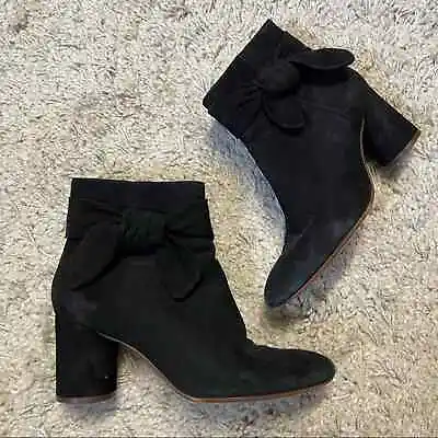 Madewell The Esme Bow Boot Suede Black Shoes Booties Size 7.5 • $4.99