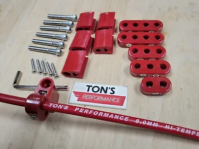 Ton's Performance V8 Vertical Wire Loom Kit Red 7-8mm Spark Plug Wire Separator • $31.95