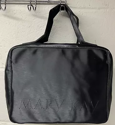 Mary Kay 10x7 Lg Top-Handle Zip-Around Gray Vinyl Cosmetic Organizer Travel Bag • $22.49