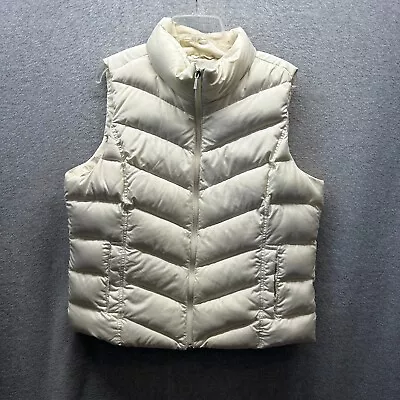 Lands End Vest Adult Extra Large XL White Down Mens Puffer Feather Full Zip • $38.75