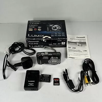 Panasonic LUMIX DMC-TZ20 14.1MP Digital Camera Black W/4GB SD Card Box Charger • £59.99