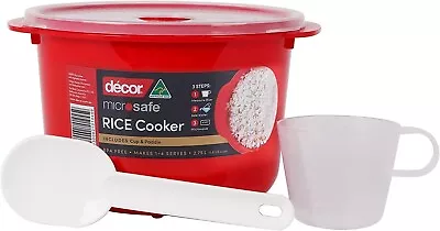 Decor 148700-003 Microsafe Microwave Rice Cooker And Vegetable Steamer Red AU • $15.28