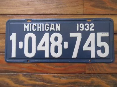 1932 Michigan Passenger License Plate • $10