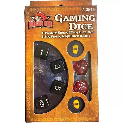 Dragon Hide Red Gaming Dice - 2 Twenty Sided 22mm And 4 Six Sided 16mm • $7.95