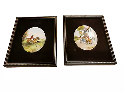 £79.99 • Buy A Pair Of Framed Miniature Hunting Scenes Hand Painted By Brackley Gifts