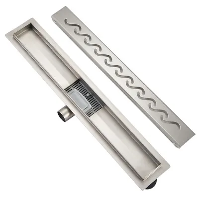 Linear Shower Drain S-Waves Stainless Steel Wetroom Bathroom Channel Gully Trap • £43.69