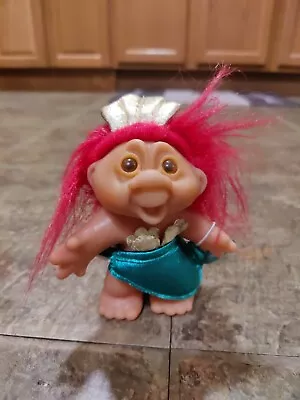 Dam Troll Doll Mermaid Girl 5  Girl Red Hair Metallic Outfit  1986 • $14