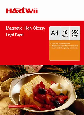 Hartwii 10 Sheets A4 650Gsm Magnet High Glossy Photo Paper Inkjet Paper Ink UK • £14.99