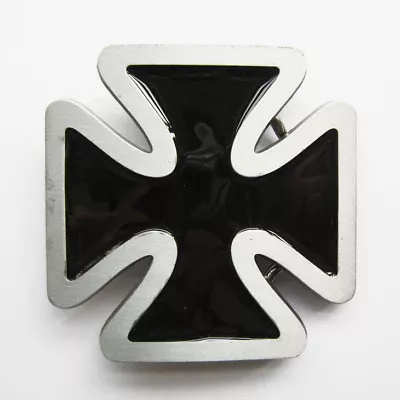 Black Iron Cross Western Enamel Belt Buckle • $9.99