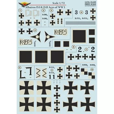 Print Scale 72-235 Decal For Airplane 1:72 Albatros D.I & D.II Aces Waterslide • $19.43