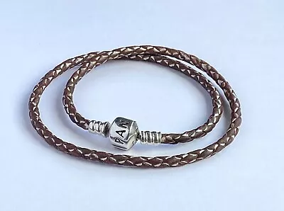 Pandora Brown Leather Rope Bracelet 34cms Double Braided Great Condition  • £20