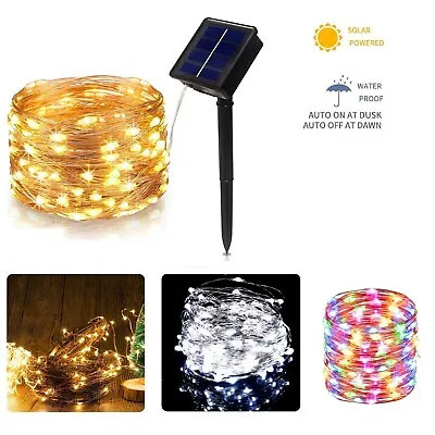 LED Solar String Light Lights Waterproof Copper Wire Fairy Outdoor Garden Party • £8.99