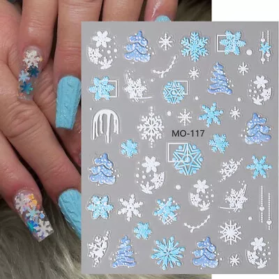 Winter Christmas Nail Stickers 5D Christmas Tree Nail Art Decoration Stickers • $1.48