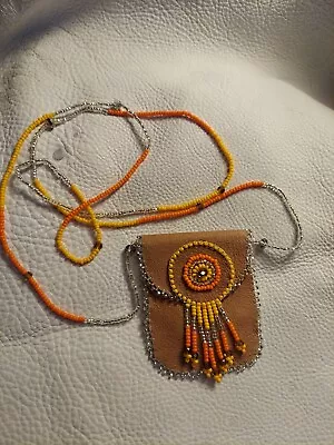 Beaded Leather Medicine Pouch • $27.50
