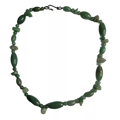 Vintage Jade Beaded Necklace With Hook Closure Retro Semi-precious Stone VGUC • $48.13