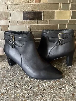 Polo Ralph Lauren Women's Boot Shoe 9B Black Nara Leather High Heel Side Zipper • $48