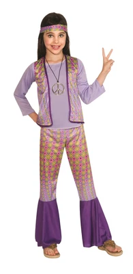 $29.99 • Buy Girls 70s Costume Dress Up Hippie Outfit Child Halloween Party Decade Book Day 
