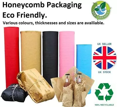 Honeycomb Packaging Eco Friendly Paper Cushioning Bubble Wrap Roll Gift Florist • £29